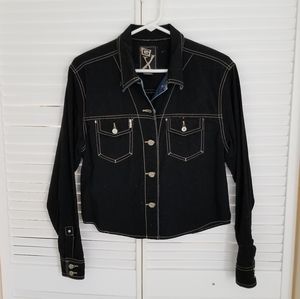 GX black button front shirt jacket